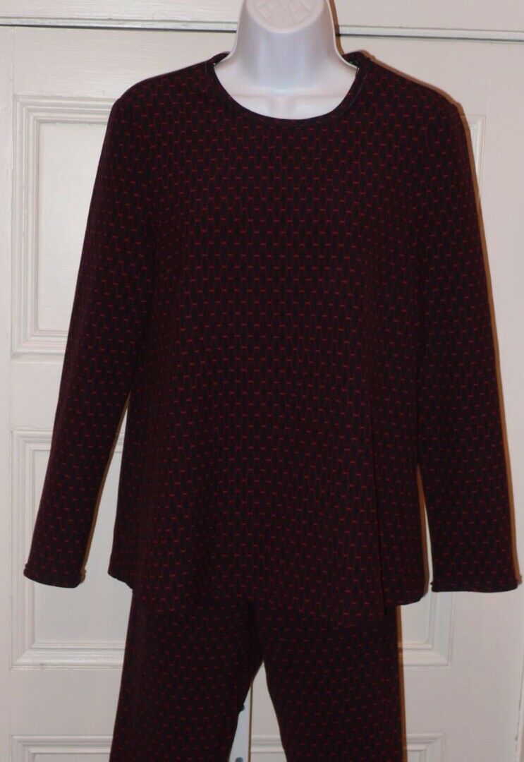 ZARA WOMAN Women's Navy Blue & Red 2 pc Tunic Top & Pant Zip Back Outfit Sz S
