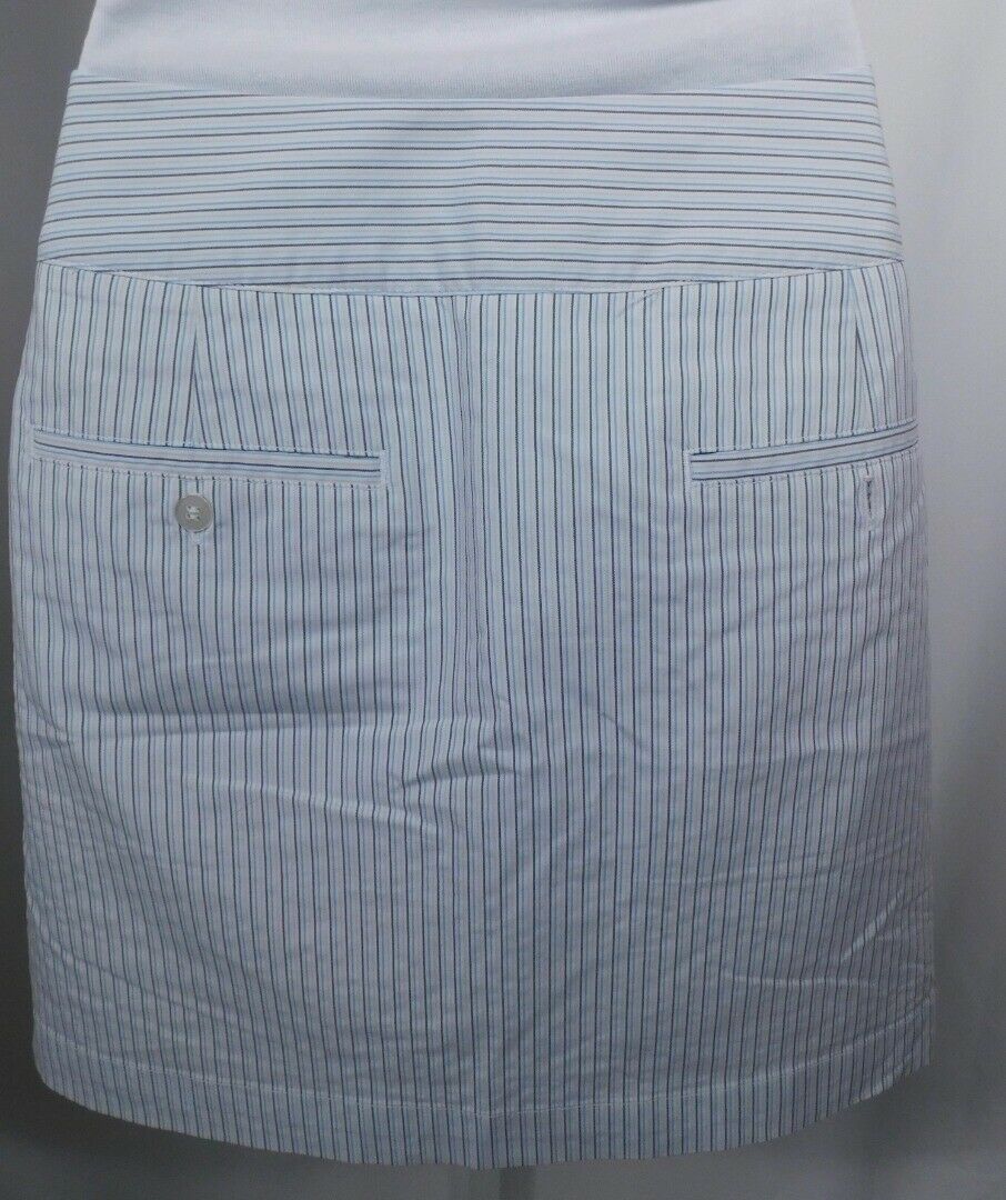 ADIDAS Women's White Gray Blue Stripe Built In Compression Short Golf Skirt Sz 4 - Image 5