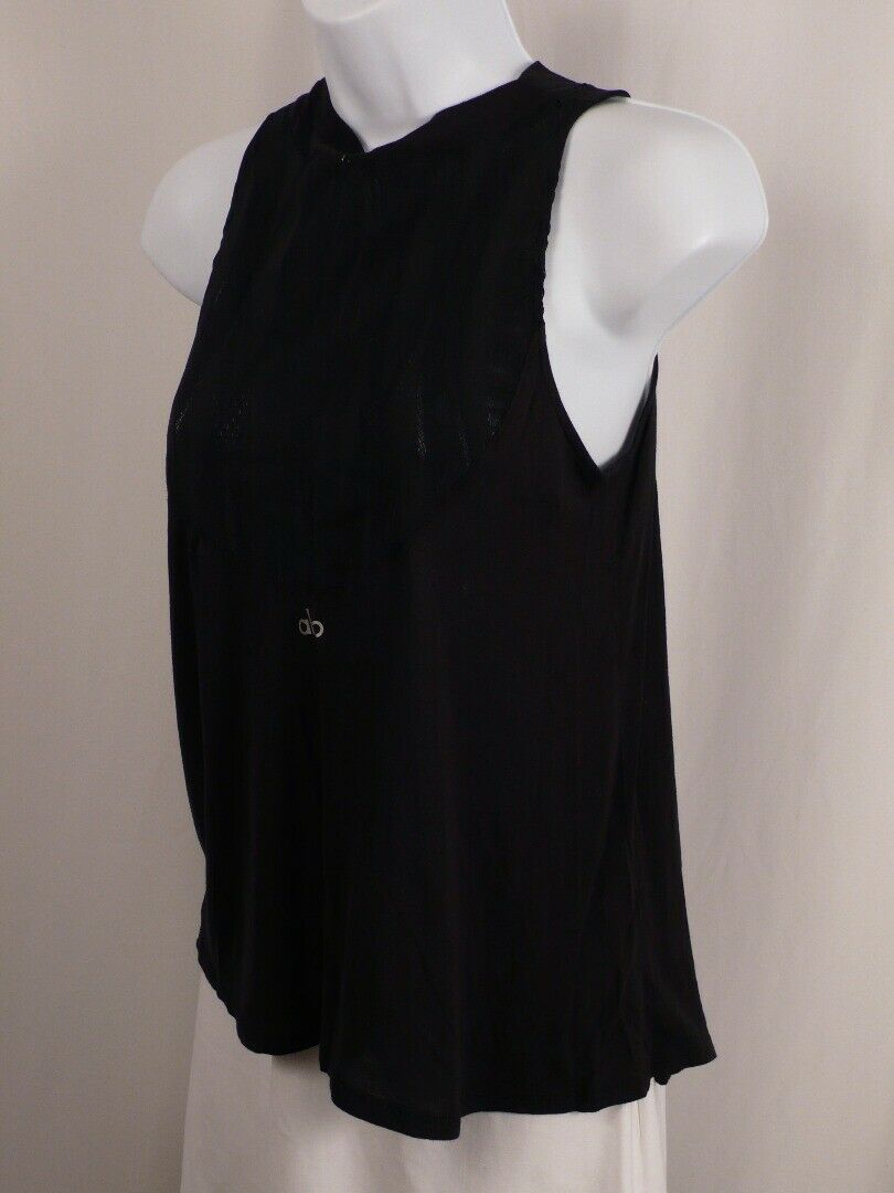 ALO Women's Black Contrasting Bib Sleeveless Knit Blouse Sz XS