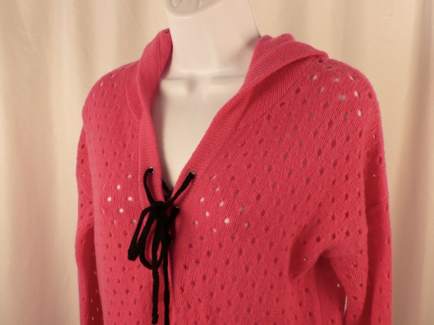 AUTUMN CASHMERE Women's Fuchsia Pink Hooded Cashmere Sweater Sz XS - Image 5