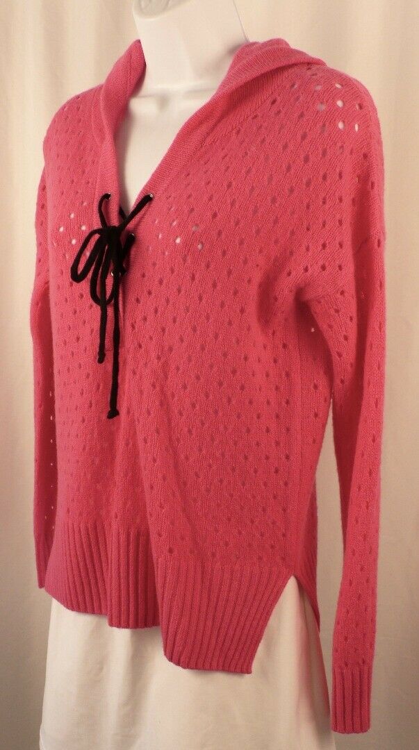 AUTUMN CASHMERE Women's Fuchsia Pink Hooded Cashmere Sweater Sz XS