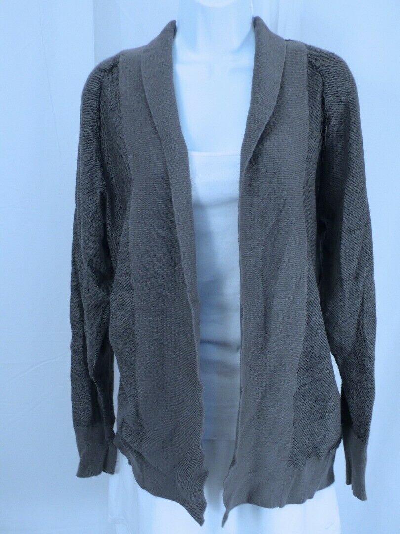BRASS PLUM BY NORDSTROM Women's Grey Cotton Knit Blend Cardigan Sweater Sz M - Image 5