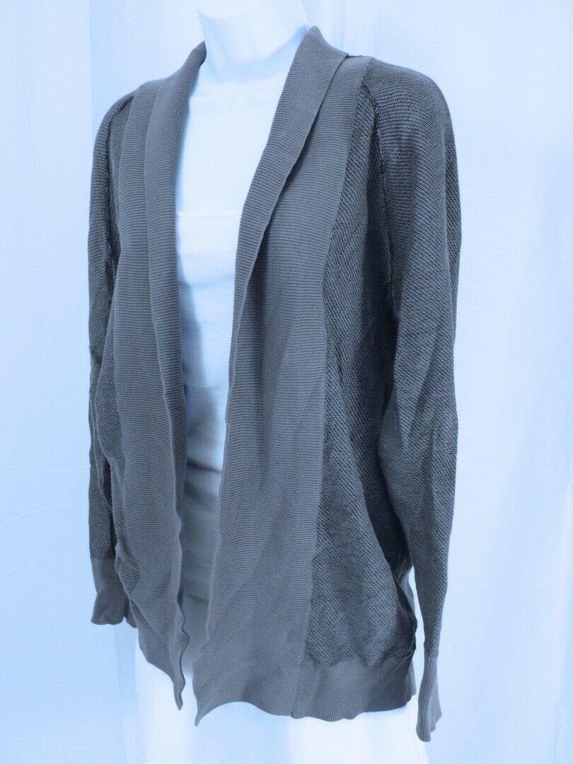 BRASS PLUM BY NORDSTROM Women's Grey Cotton Knit Blend Cardigan Sweater Sz M
