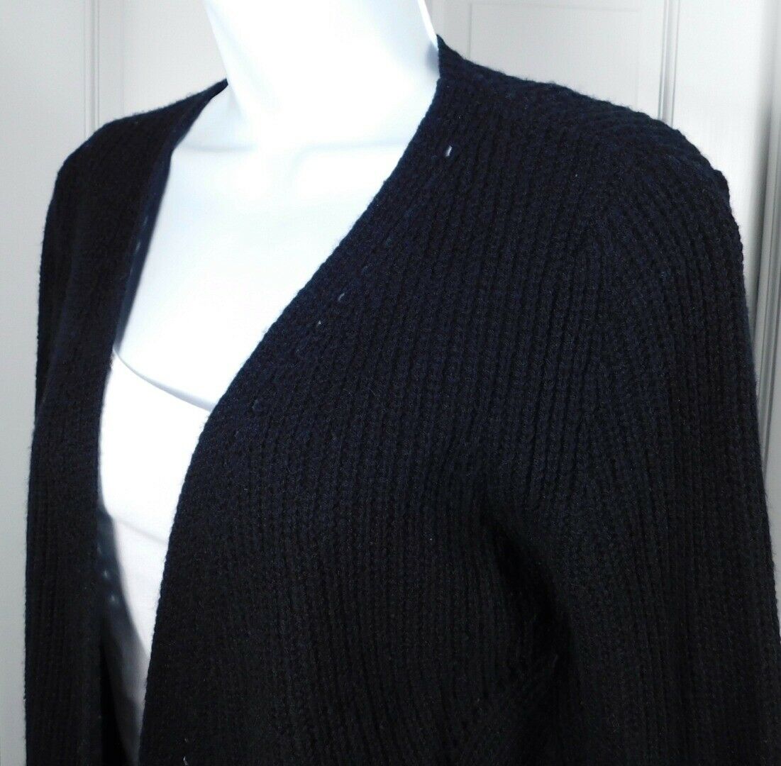 CALYPSO ST BARTH Women's Black Ribbed Cashmere Cardigan Sweater Sz S - Image 3