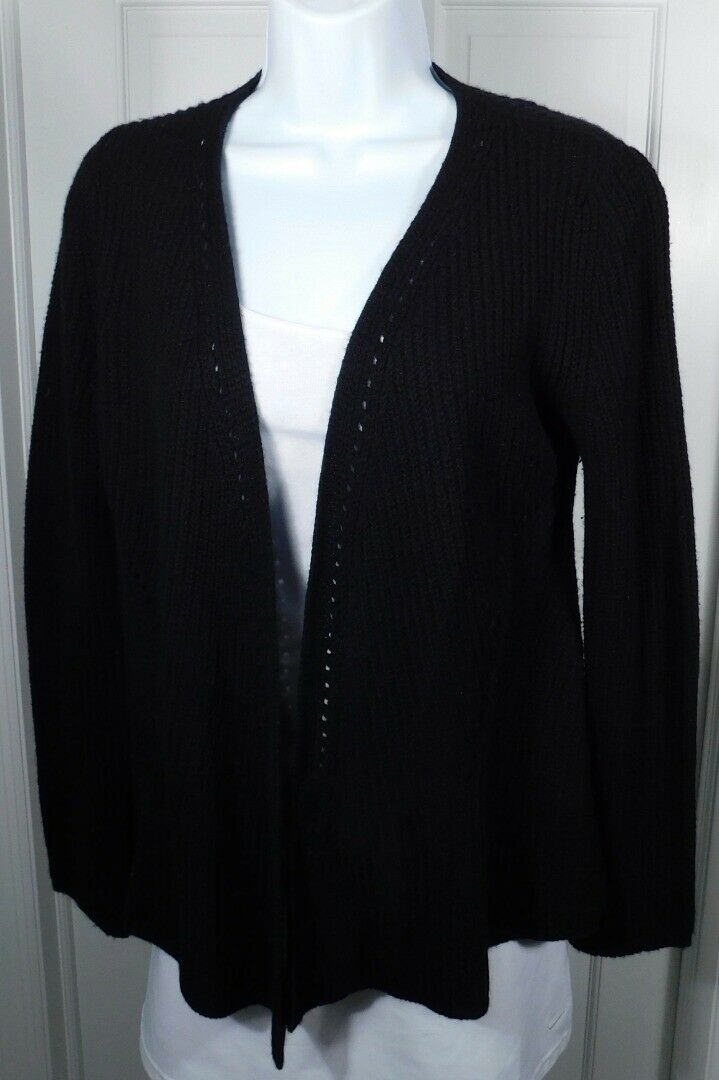 CALYPSO ST BARTH Women's Black Ribbed Cashmere Cardigan Sweater Sz S - Image 4