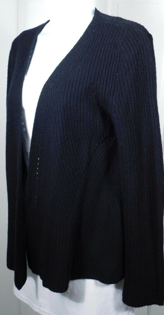 CALYPSO ST BARTH Women's Black Ribbed Cashmere Cardigan Sweater Sz S