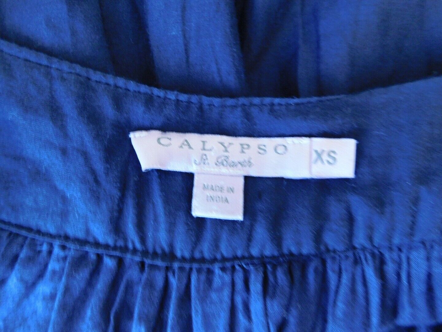 CALYPSO ST BARTH Women's Blue Embroidered V-Neck Short Sleeve A-Line Dress Sz XS - Image 7