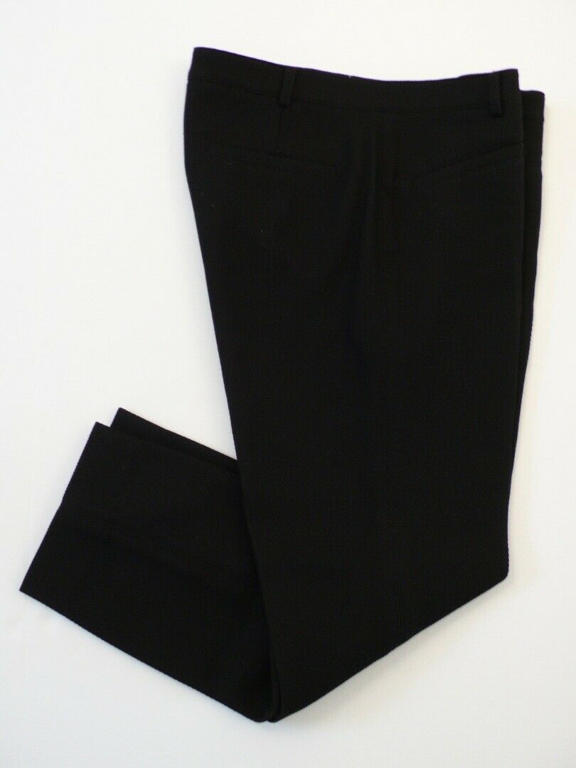 CLUB MONACO Women's Black Pique Cotton Stretch Flat Front Cropped Pant Sz 6