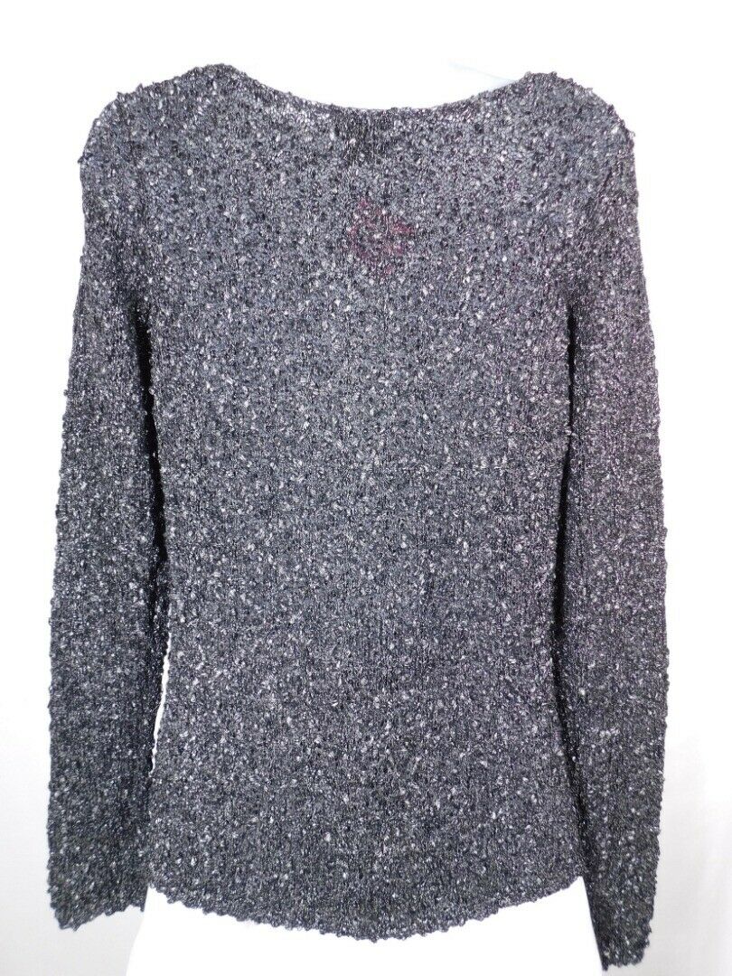 CLUB MONACO Women's Charcoal Gray V-Neck Metallic Threaded Sweater Sz S/P - Image 5