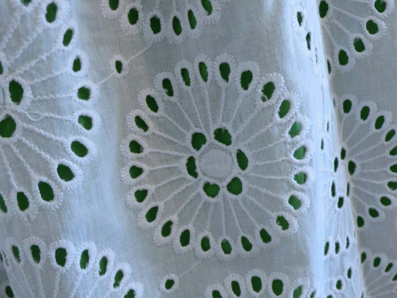 CYNTHIA STEFFE Women's Green W White Eyelet Overlay Cotton Sleeveless Dress Sz 8 - Image 5