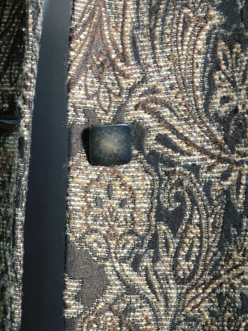 DANA BUCHMAN PETITE Women's Brown Paisley Brocade Blazer Jacket Sz 8P - Image 4