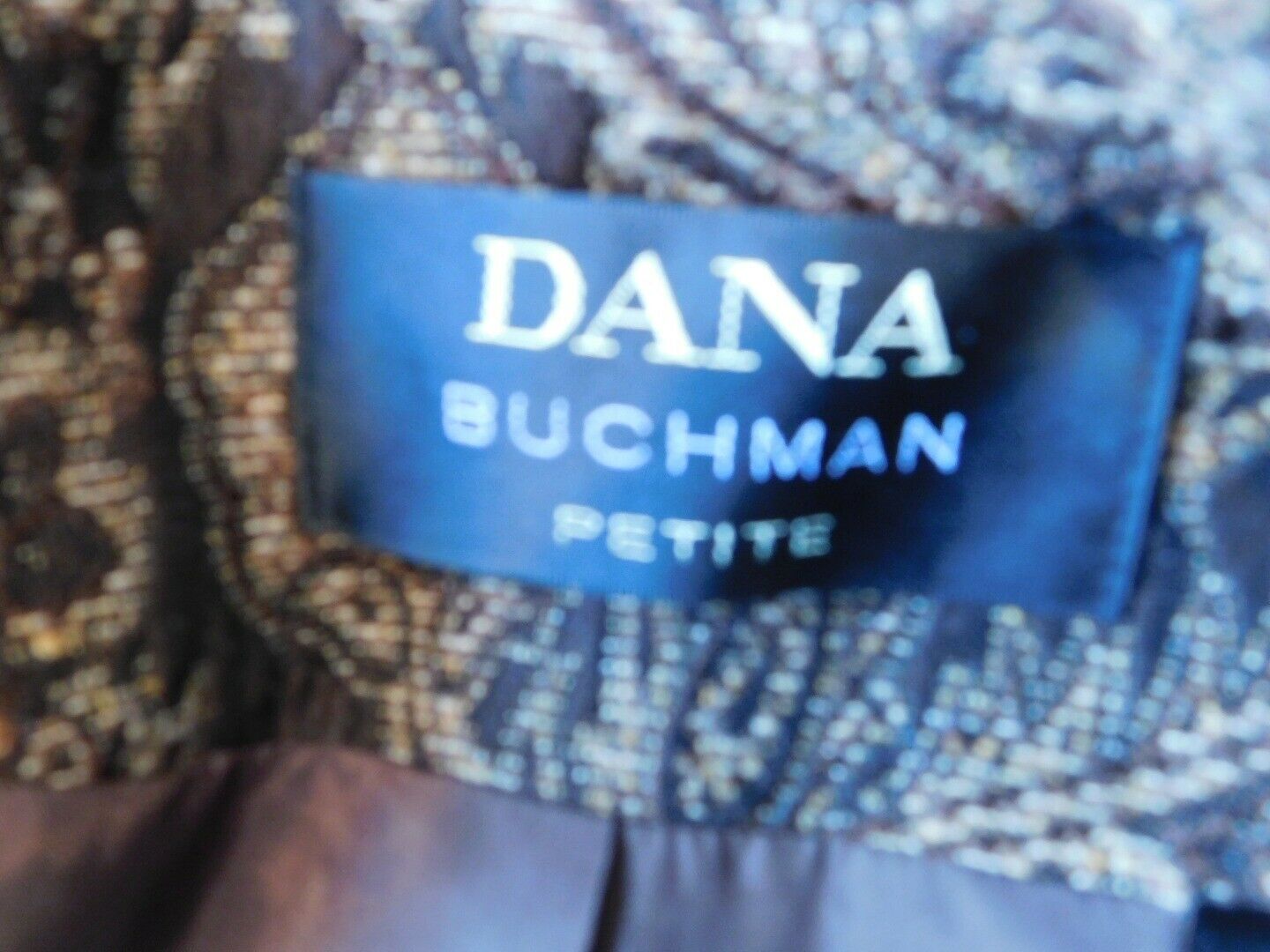 DANA BUCHMAN PETITE Women's Brown Paisley Brocade Blazer Jacket Sz 8P - Image 7