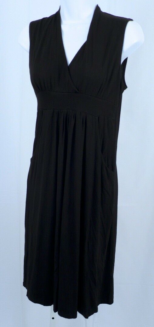 FLIRTY PINK Women's Black Jersey Knit V-Neck Sleeveless Empire Waist Dress Sz M - Image 4