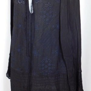 JOHNNY WAS Women's Black Eyelet V- Neck Tunic Dress Sz M