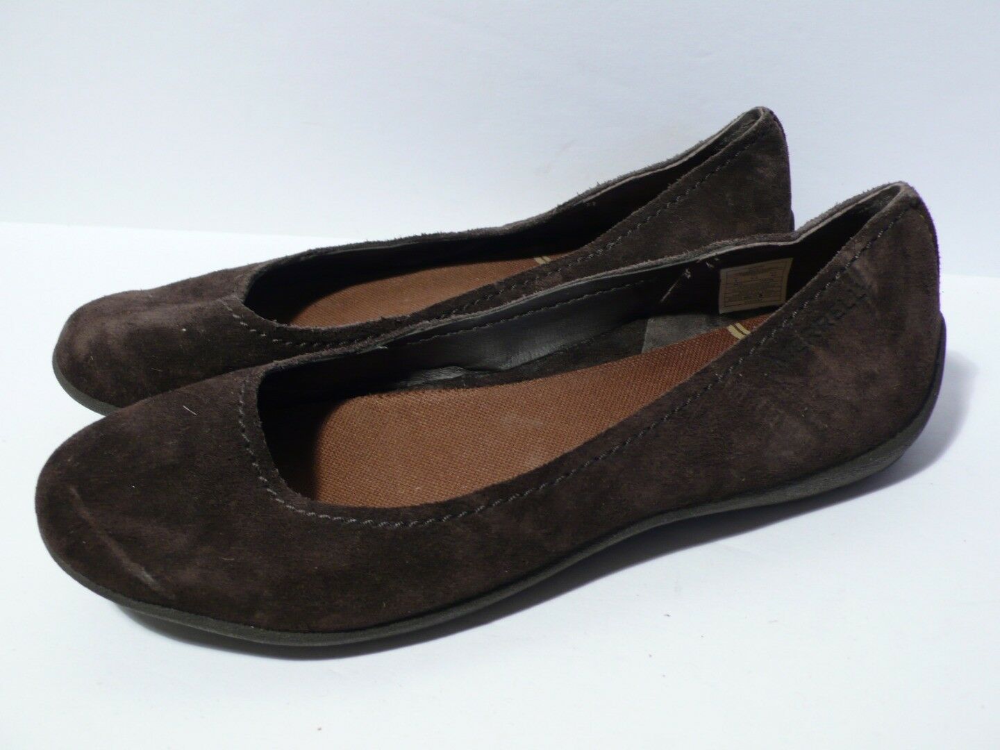 MERRELL Women's Brown Suede Slip On Round Toe Ballet Flats Shoe Sz 9 - Image 3