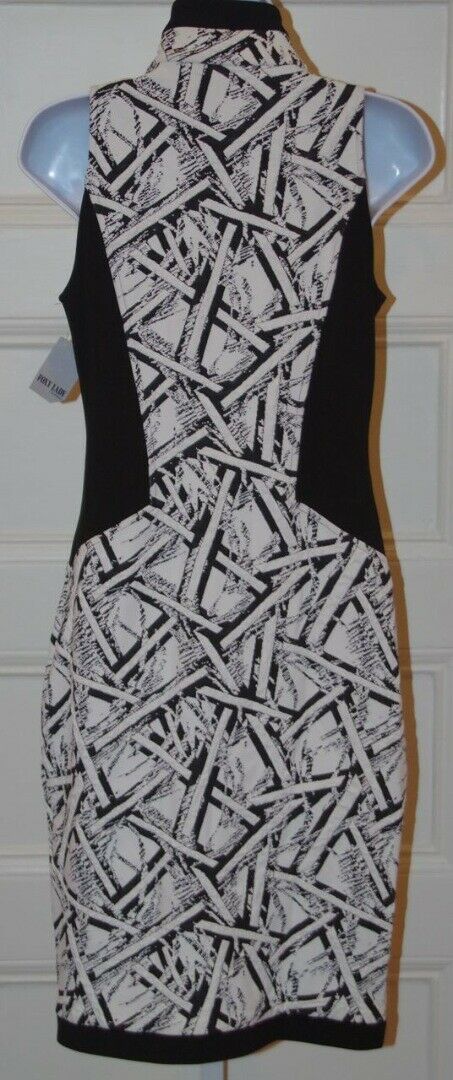 NWT JOSEPH RIBKOFF Black White Zip Front Sleeveless Dress Style 32660 Sz 6 - Image 6