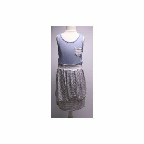 PINC PREMIUM NWT Slate Blue, Gray & White Striped Girls Jersey Tank Dress Sz M - Image 3