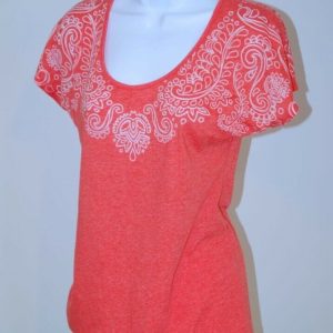 PRANA BY ANTHROPOLOGIE Women's Orange Coral Short Sleeve Cotton T- Shirt Sz S
