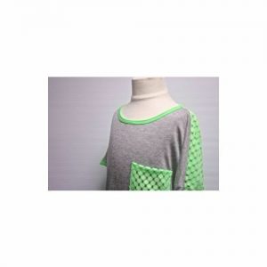 PURPLE PIXIES NEW Gray W Contrasting Green Mesh Girls Short Sleeved T-Shirt Sz M