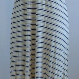 RED HAUTE Ivory Tan Navy Yellow Stripe Strapless Knit Dress Sz L