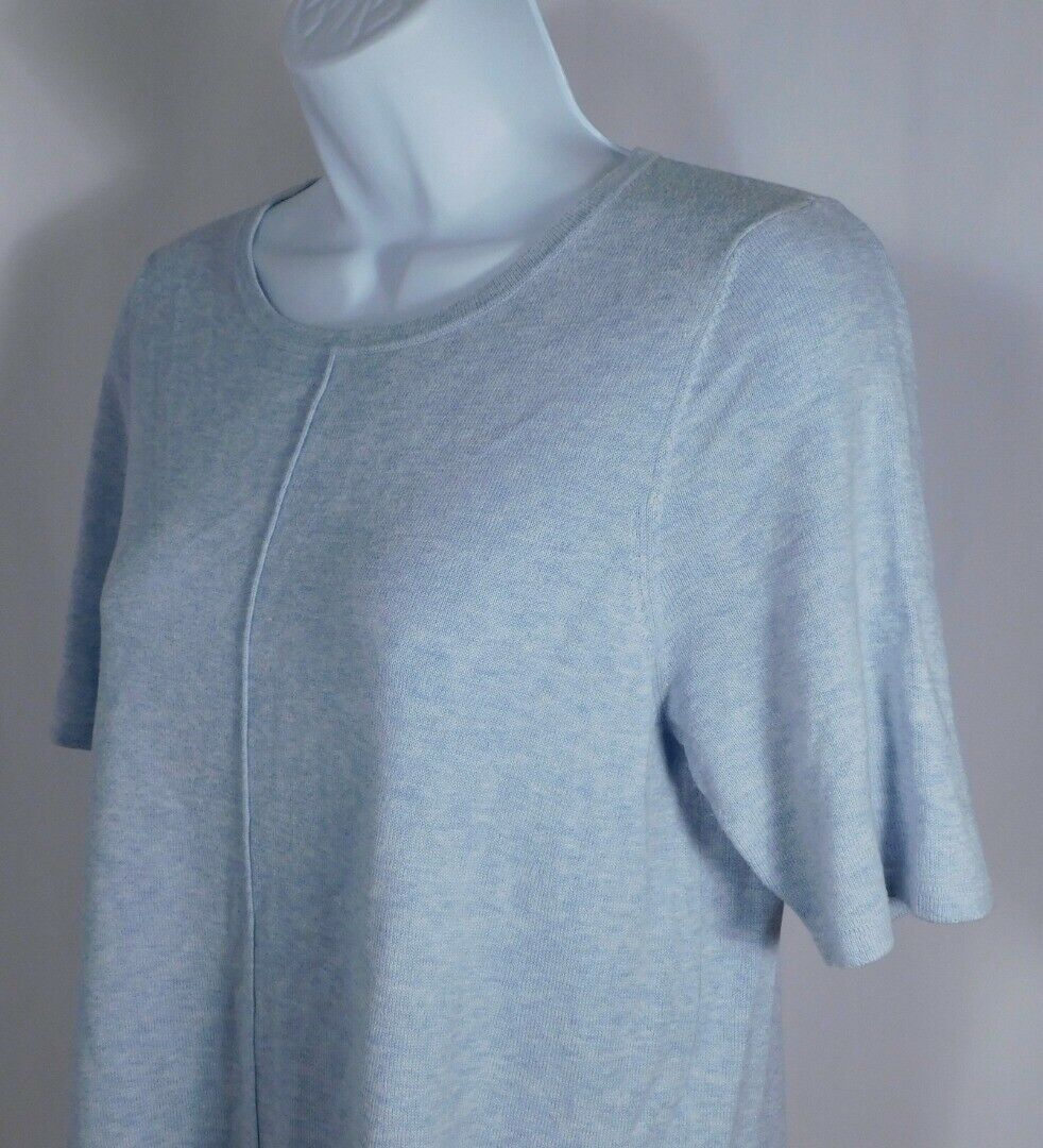 REPEAT Women's Light Blue Cotton Viscose Short Sleeved Sweater Sz XS ($135) - Image 4