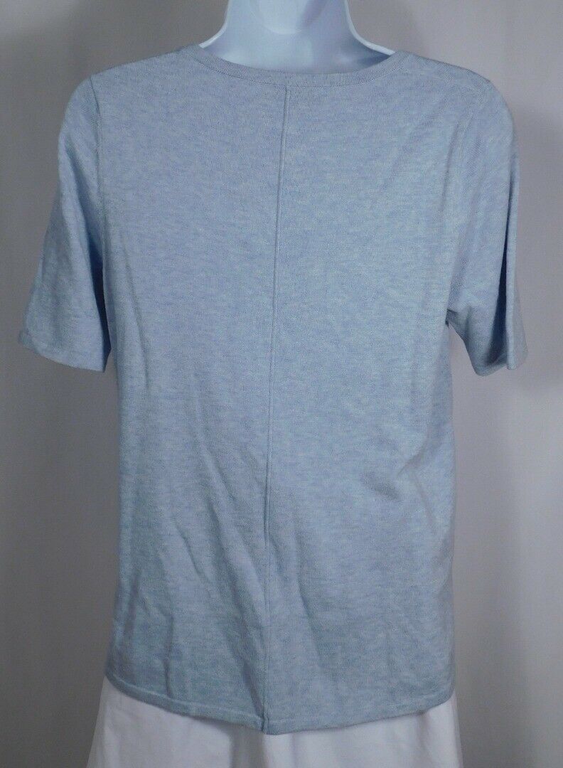 REPEAT Women's Light Blue Cotton Viscose Short Sleeved Sweater Sz XS ($135) - Image 6
