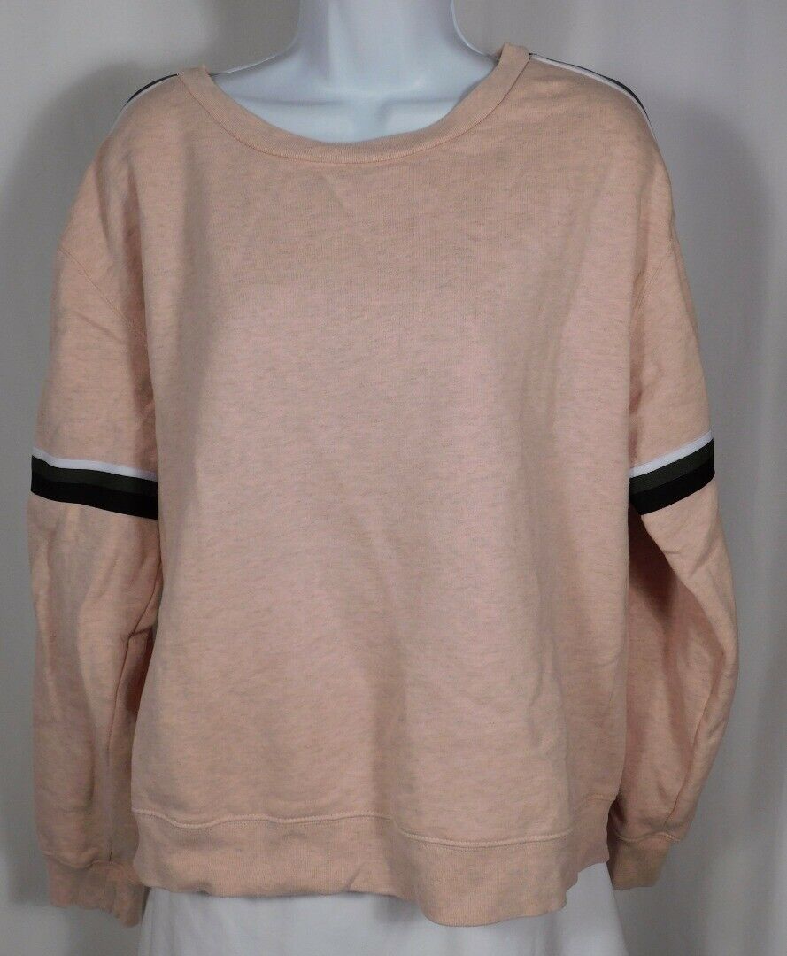 SANCTUARY Women's Pink Gray Black Arm Stripe Long Sleeve Sweatshirt Shirt Sz M - Image 3