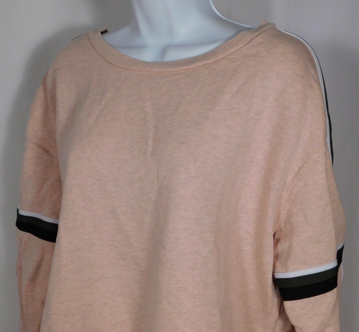 SANCTUARY Women's Pink Gray Black Arm Stripe Long Sleeve Sweatshirt Shirt Sz M - Image 5