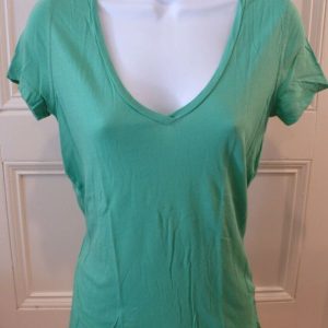 STEM Women's Green Short Sleeve V-Neck Cotton T-Shirt Sz S