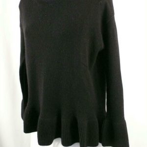 THE CASHMERE PROJECT BY NEIMAN MARCUS Black Cashmere Ruffle Hem Sweater Sz S