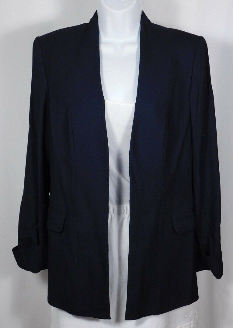 THEORY NWT Women's True Navy Rolled Sleeve Open Tivona Blazer Sz 8 ($385) - Image 3