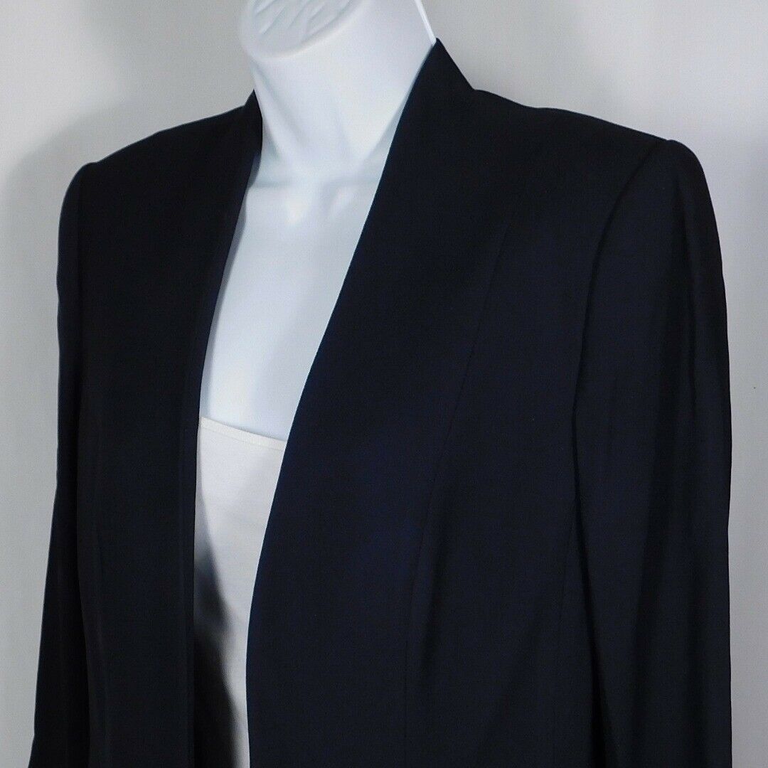 THEORY NWT Women's True Navy Rolled Sleeve Open Tivona Blazer Sz 8 ($385) - Image 4