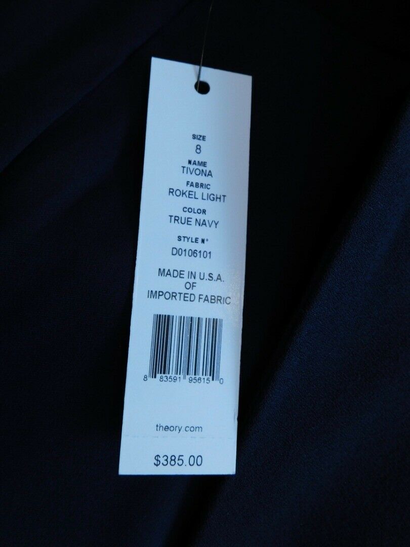 THEORY NWT Women's True Navy Rolled Sleeve Open Tivona Blazer Sz 8 ($385) - Image 7