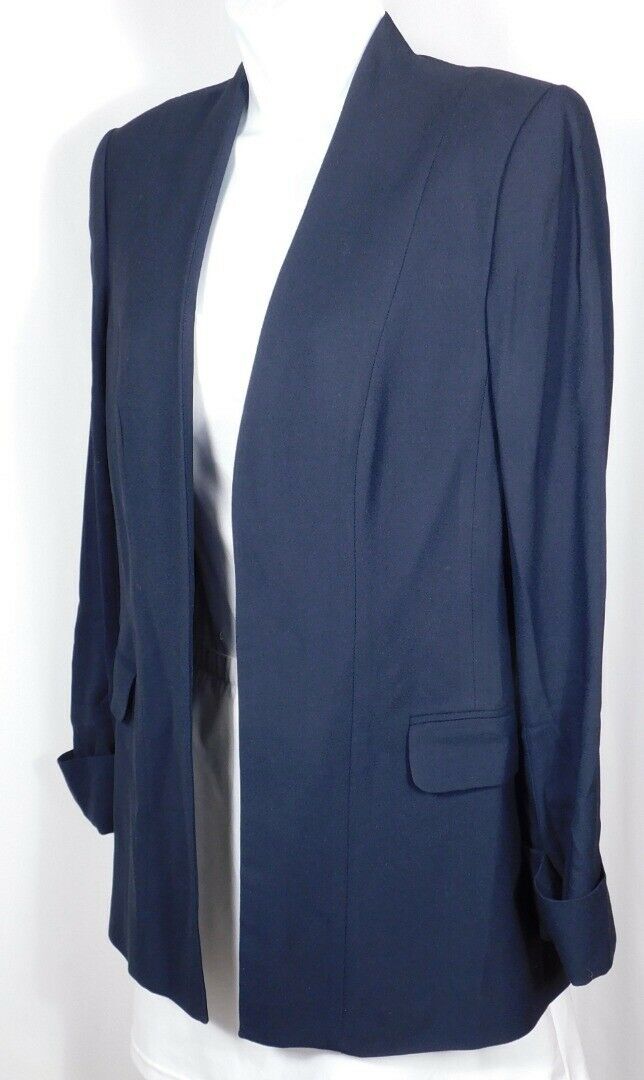 THEORY NWT Women's True Navy Rolled Sleeve Open Tivona Blazer Sz 8 ($385)