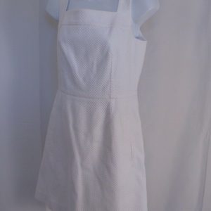 TORY BURCH White Cotton Stretch Pique Sleeveless Square Neck Dress Sz 6
