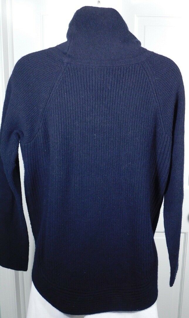 VINCE Women's Navy Blue Wool Cashmere Ribbed Side Zip Turtleneck Sweater Sz XS - Image 5