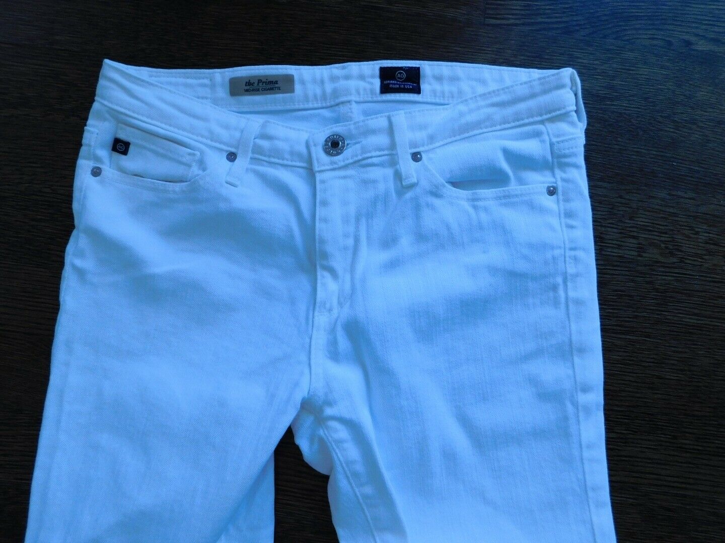 ADRIANO GOLDSCHMIED THE PRIMA White "Mid-Rise Cigarette" Ctn Stretch Jean Sz 27R - Image 3