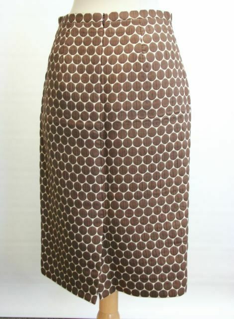 BARNEY'S NEW YORK Women's Lined Wool-Blend Pencil Skirt in Brown Dots SZ 8 - Image 3