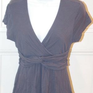 BODEN Women's Gray V-Neck Short Sleeve Knit Top Blouse Sz 6p