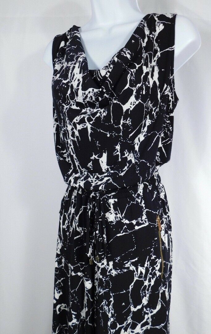 CALVIN KLEIN Women's Black & Ivory Sleeveless Scoop Neck Jumpsuit Sz XS - Image 4