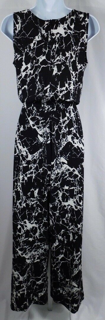 CALVIN KLEIN Women's Black & Ivory Sleeveless Scoop Neck Jumpsuit Sz XS - Image 6