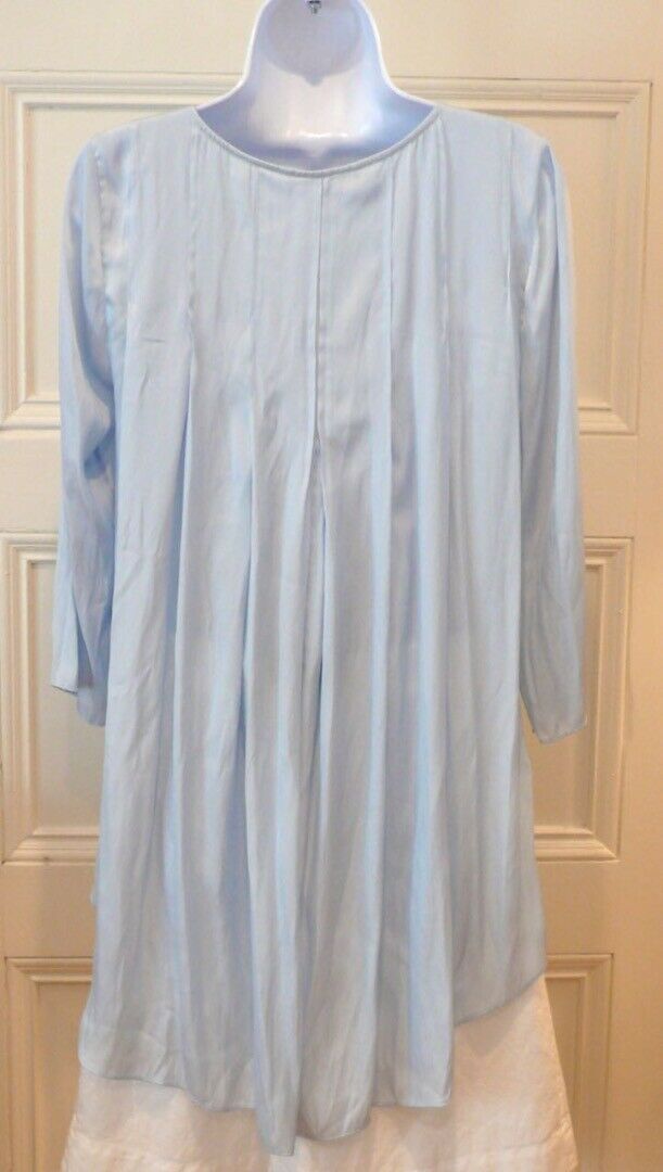 CALYPSO ST. BARTHS Powder Blue Satin Pleat Front V-Neck Hook Tunic Top Sz S - Image 6