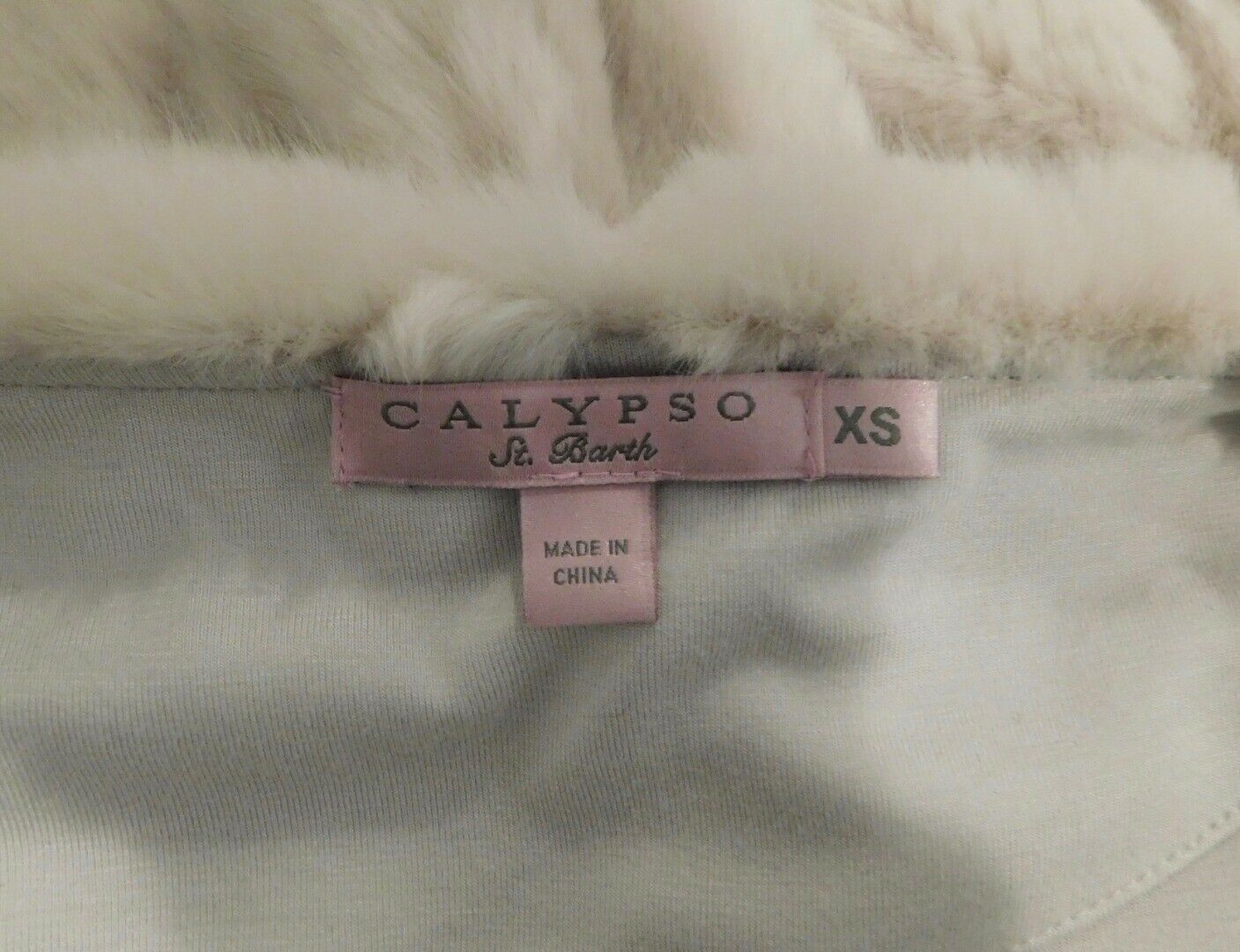 CALYPSO Women's Beige Faux Fur Crew Neck Sleeveless Vest Sz XS - Image 6