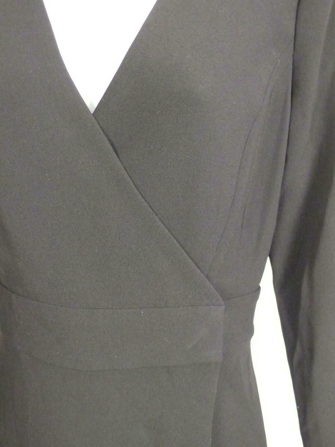 DIANE VON FURSTENBERG Black V-Neck Long Sleeved Wrap Dress Sz 4 - Image 5