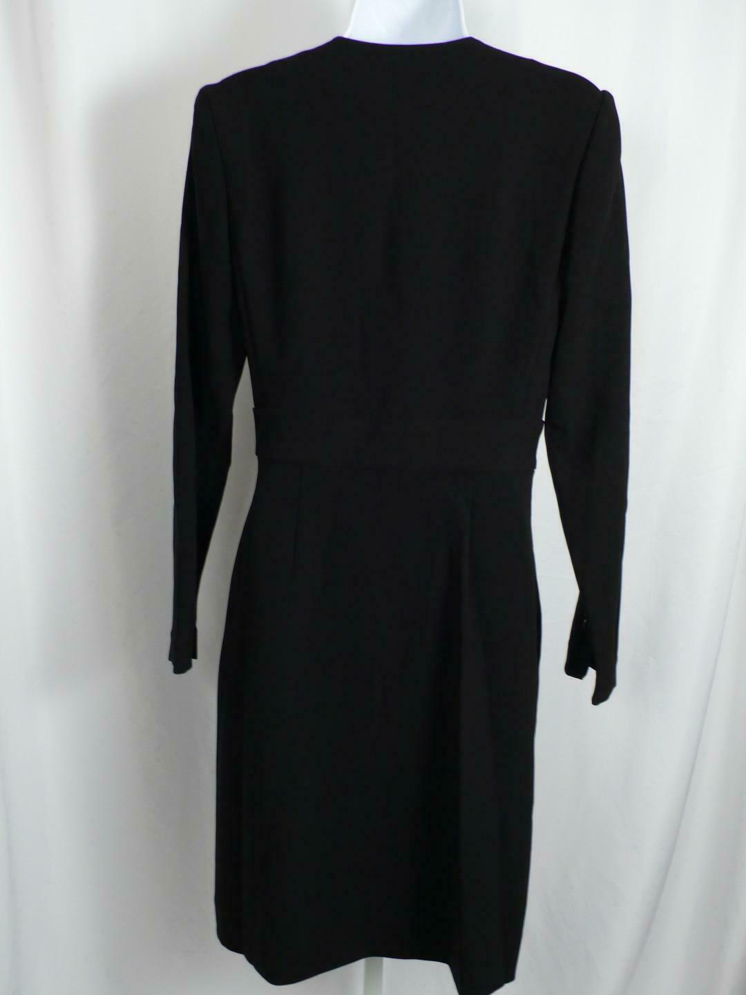 DIANE VON FURSTENBERG Black V-Neck Long Sleeved Wrap Dress Sz 4 - Image 6