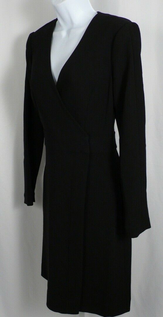 DIANE VON FURSTENBERG Black V-Neck Long Sleeved Wrap Dress Sz 4