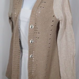 FREE PEOPLE Women's Beige Wool Blend Lace Back Panel Cardigan Sweater Sz S
