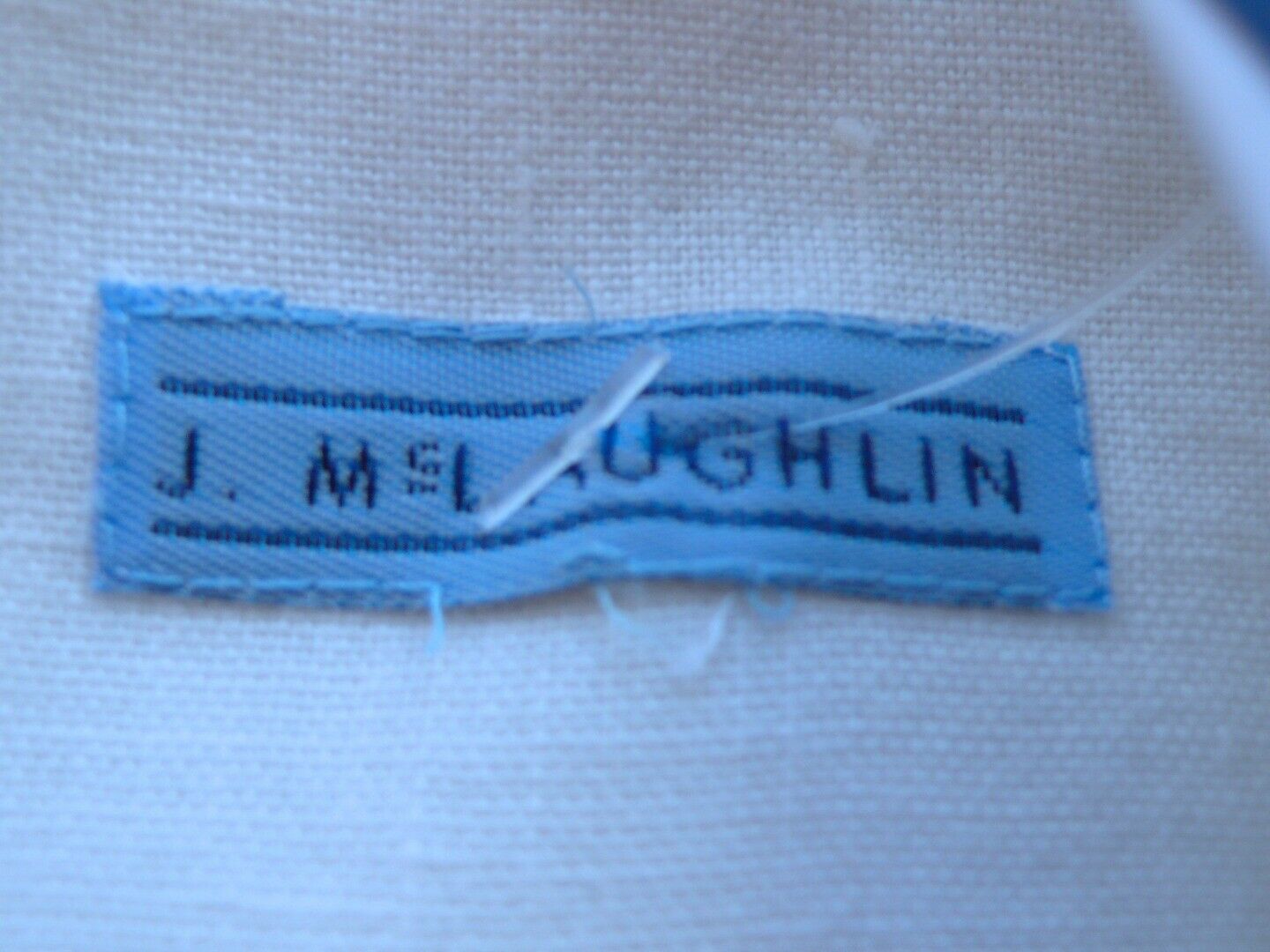 J MCLAUGHLIN Ivory W Blue Embroidered LS Button Front Linen Tunic Blouse Sz S - Image 8