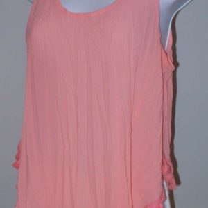 JELLA COUTURE Women's Orange Sleeveless Tassel Hem Tunic Blouse Sz M