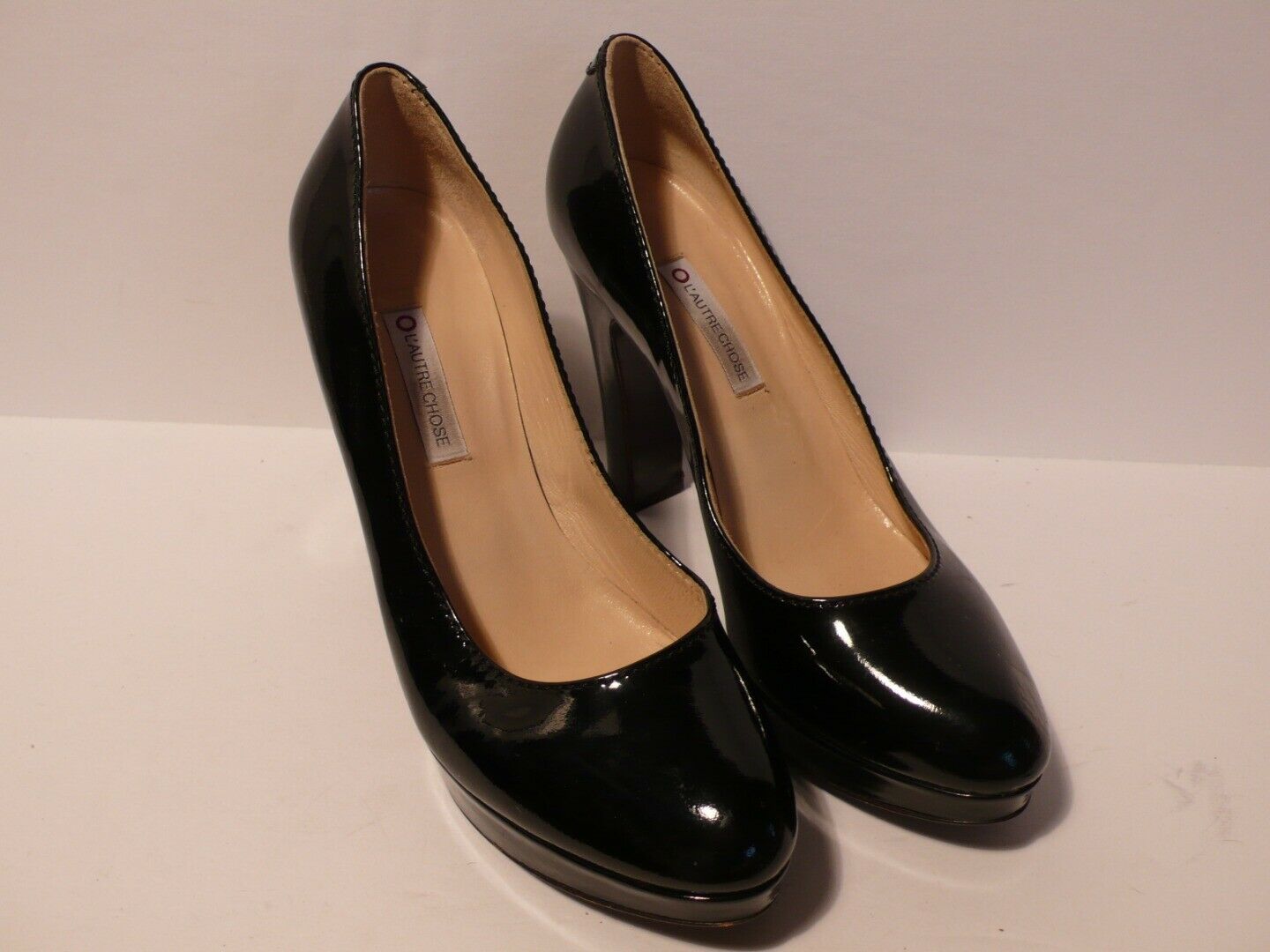 L'AUTRE CHOSE Women's Black Patent Leather Platform Heel Sz 39 - Image 3